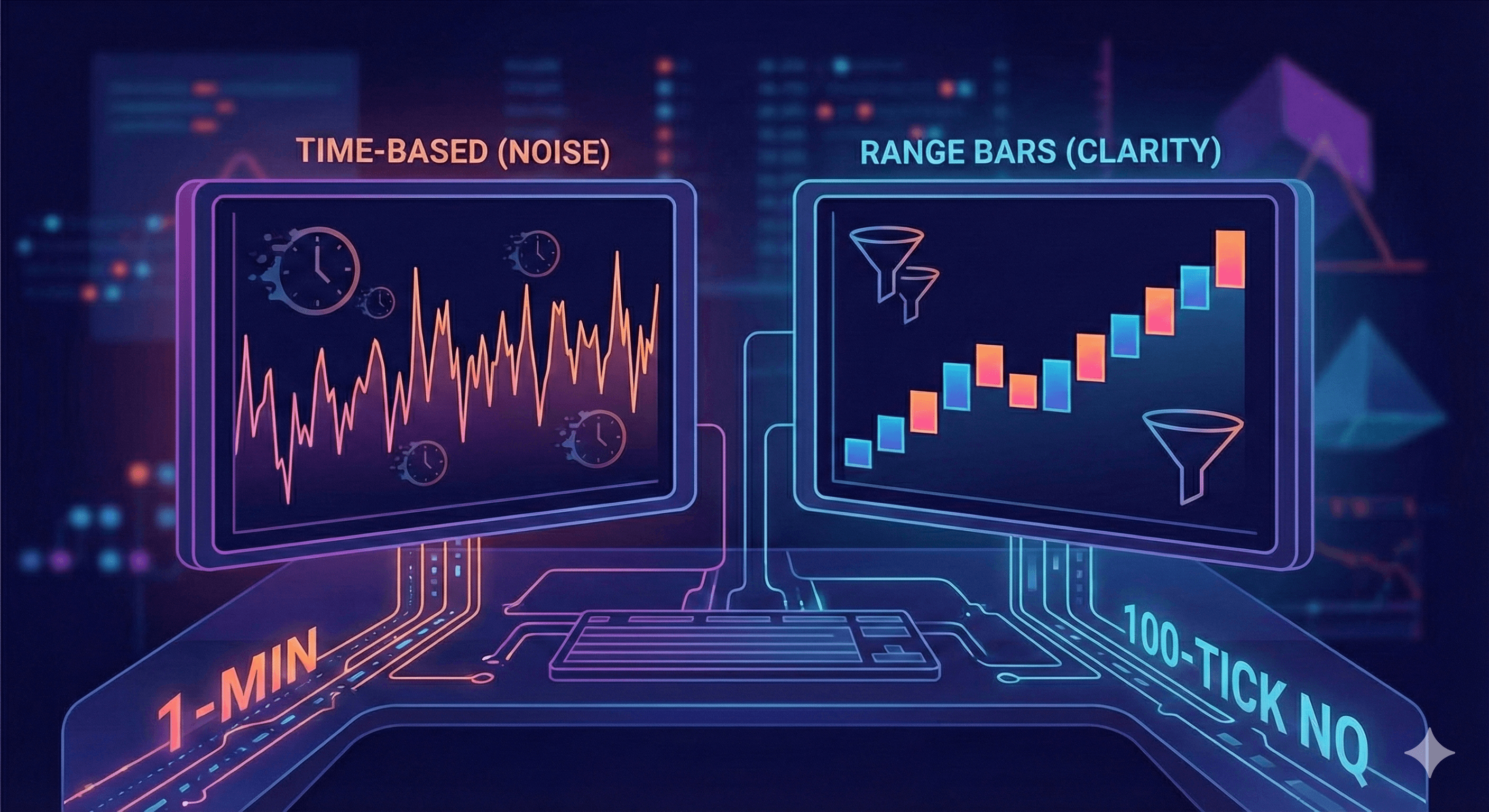Stylized range bar chart illustration